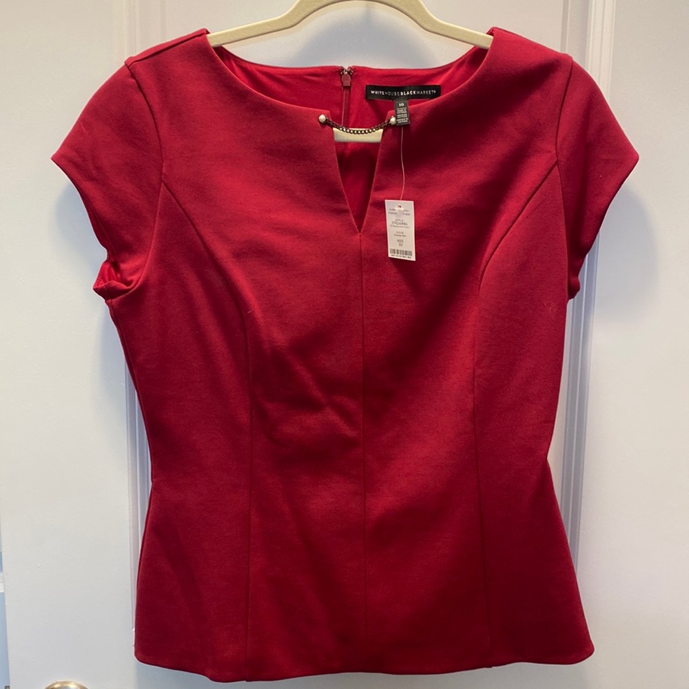 NWT WHITE HOUSE BLACK MARKET TOP SHIRT SUIT 10 CRANBERRY